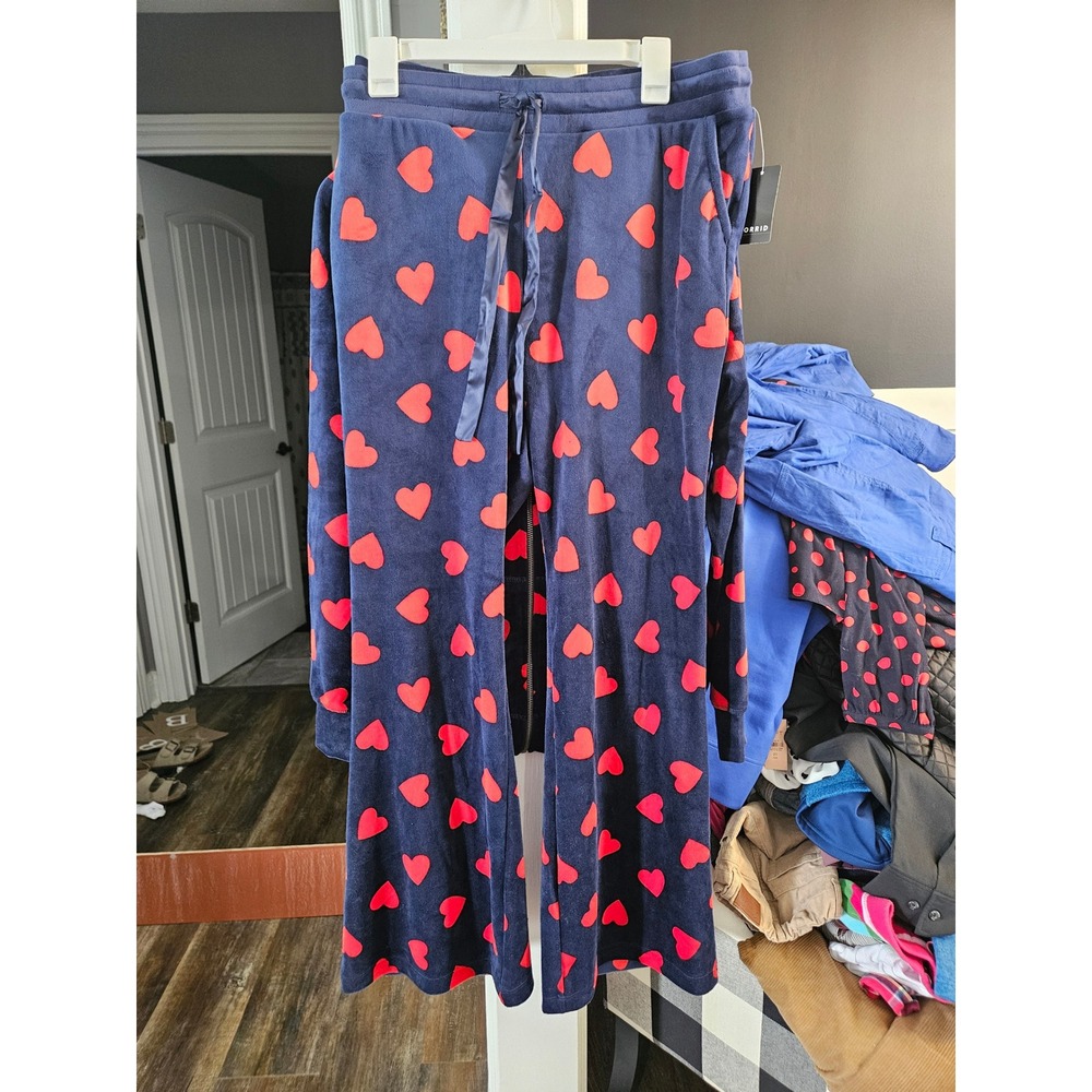 NWT Torrid Navy Blue Red Heart Velour Zip Hoodie Lounge Pants Set Women's 2X - Picture 7 of 8